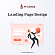 Illustration of landing page design services featuring a web layout and AA Logics branding.