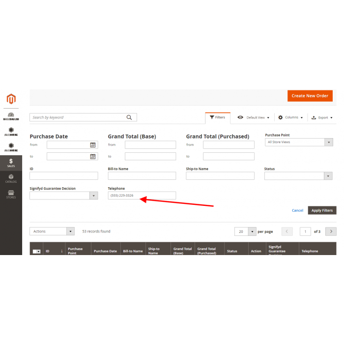 Order Search By Phone Number- Magento 2 Dashboard Extension