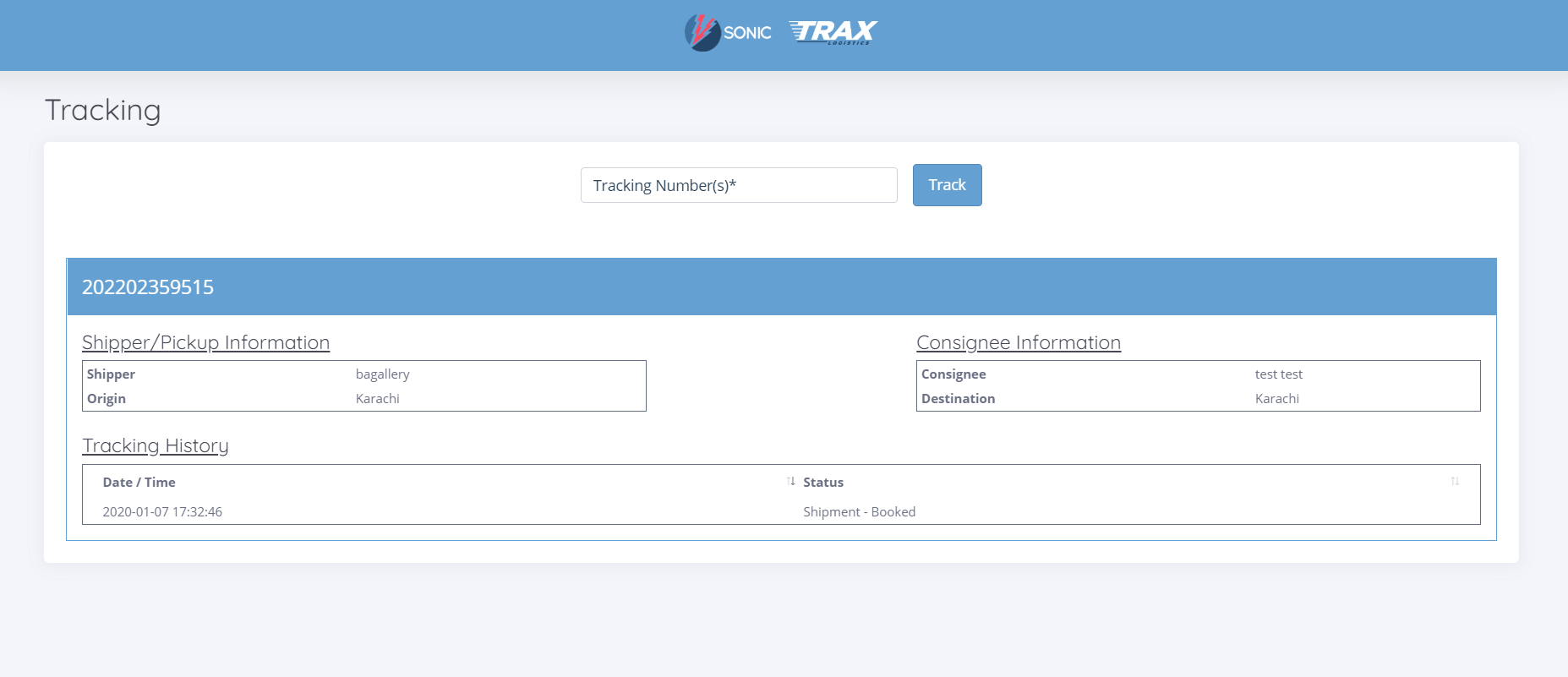 TRAX Logistic tracking 