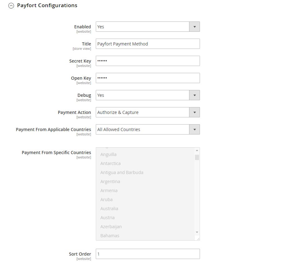 Payfort Payment Magento 2 extension